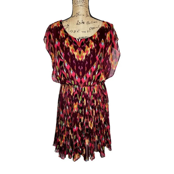 Jessica Simpson Womens Hemingway Chiffon Blouson Knee Length Dress Size Small - Picture 1 of 16